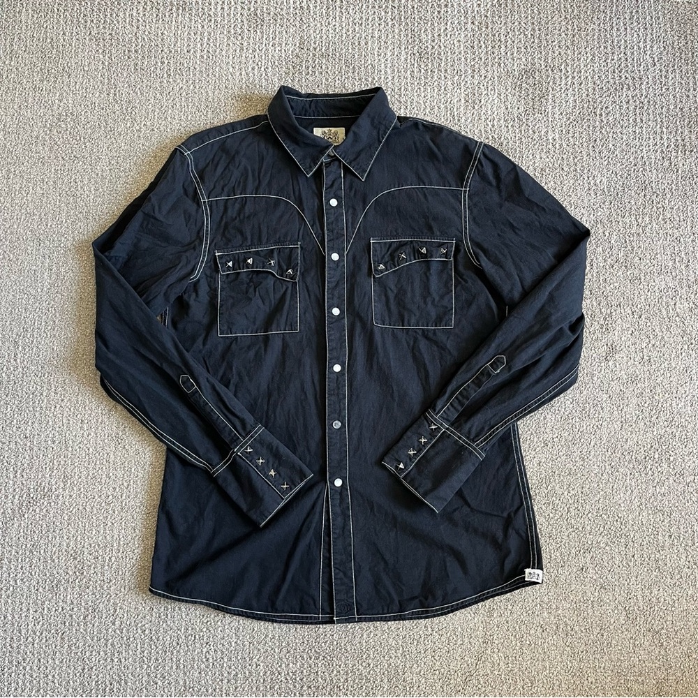 Juicy couture black button up shirt with studded cuffs